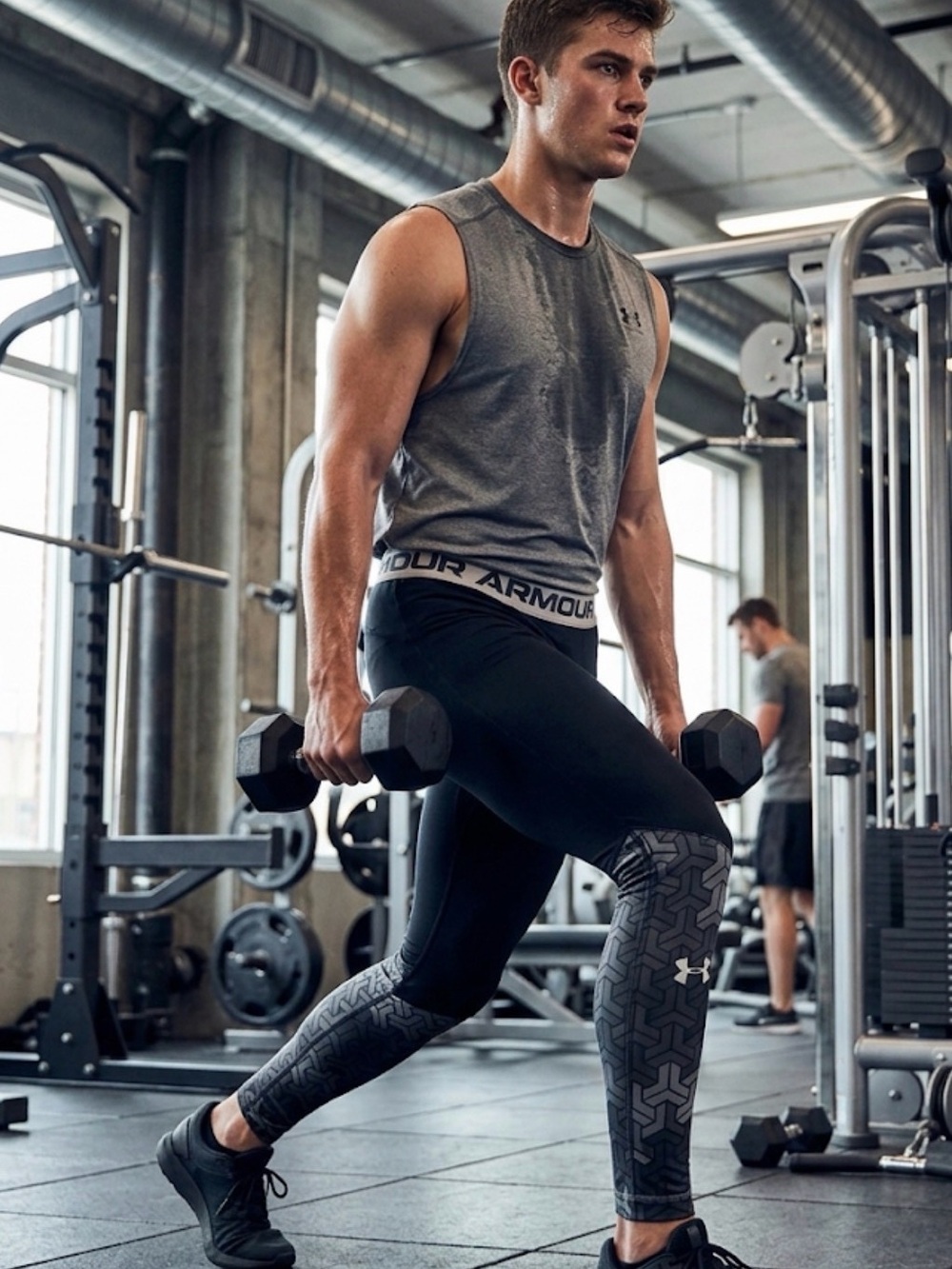 Under Armour Black & Gray Men’s Compression Sweatpants Joggers
